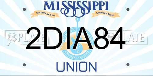 2DIA84 Mississippi License Plate
