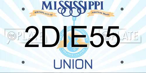 2DIE55 Mississippi License Plate