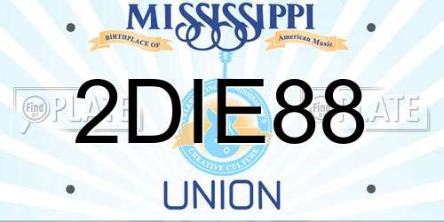 2DIE88 Mississippi License Plate