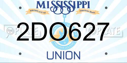 2DO627 Mississippi License Plate