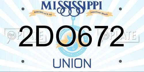 2DO672 Mississippi License Plate