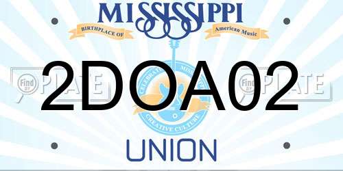 2DOA02 Mississippi License Plate