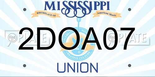 2DOA07 Mississippi License Plate