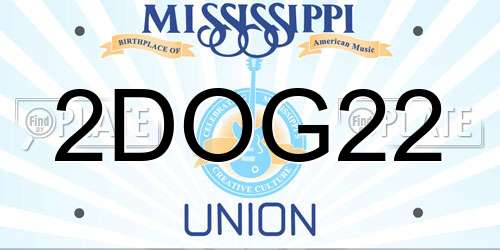 2DOG22 Mississippi License Plate