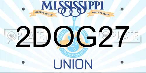 2DOG27 Mississippi License Plate