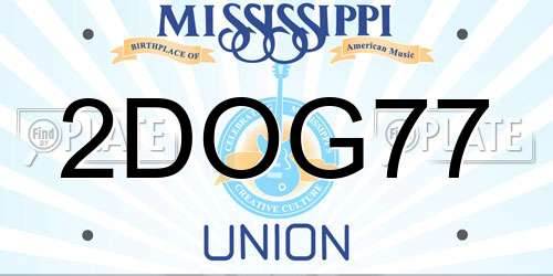 2DOG77 Mississippi License Plate