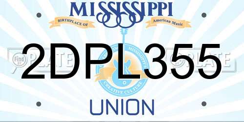2DPL355 Mississippi License Plate
