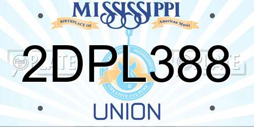 2DPL388 Mississippi License Plate