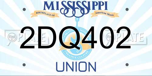 2DQ402 Mississippi License Plate