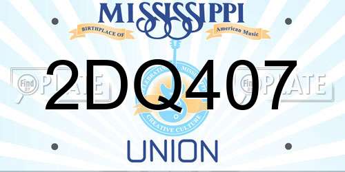 2DQ407 Mississippi License Plate