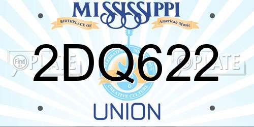 2DQ622 Mississippi License Plate