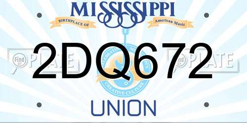 2DQ672 Mississippi License Plate