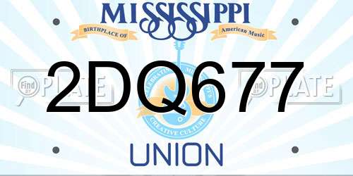 2DQ677 Mississippi License Plate