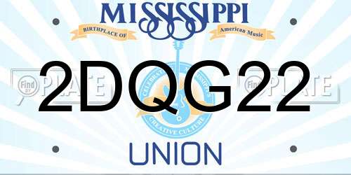 2DQG22 Mississippi License Plate