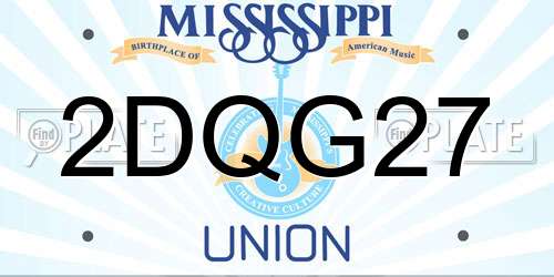 2DQG27 Mississippi License Plate
