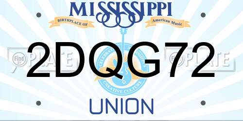 2DQG72 Mississippi License Plate