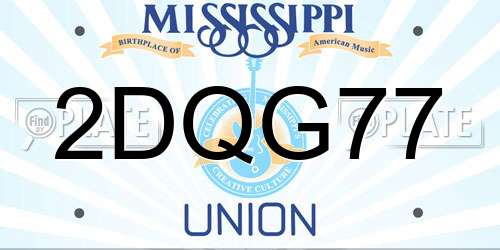 2DQG77 Mississippi License Plate