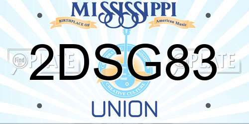 2DSG83 Mississippi License Plate