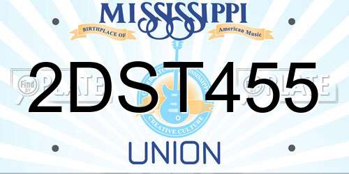 2DST455 Mississippi License Plate