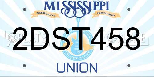 2DST458 Mississippi License Plate