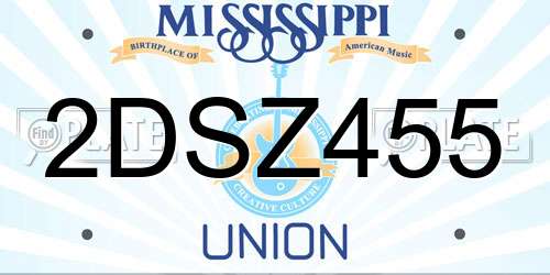 2DSZ455 Mississippi License Plate