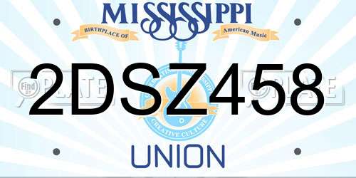 2DSZ458 Mississippi License Plate
