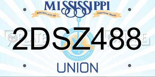 2DSZ488 Mississippi License Plate
