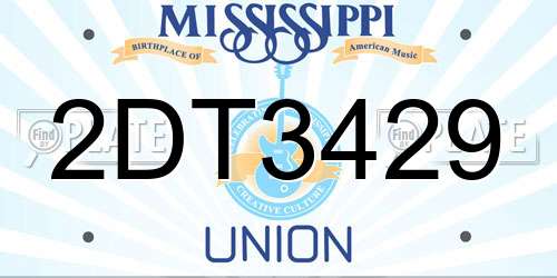 2DT3429 Mississippi License Plate