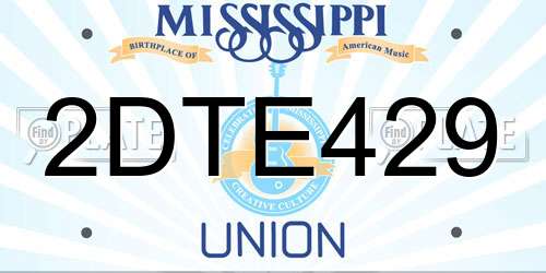 2DTE429 Mississippi License Plate