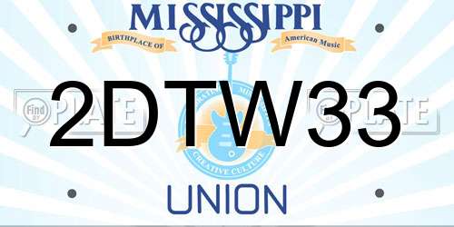 2DTW33 Mississippi License Plate