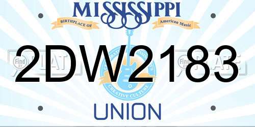 2DW2183 Mississippi License Plate