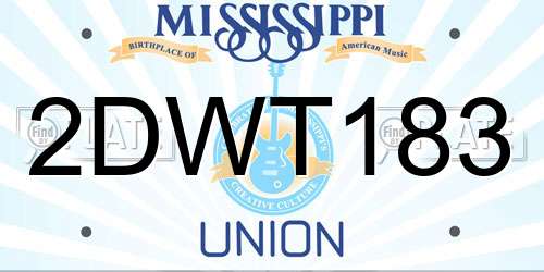 2DWT183 Mississippi License Plate