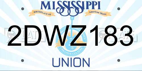 2DWZ183 Mississippi License Plate