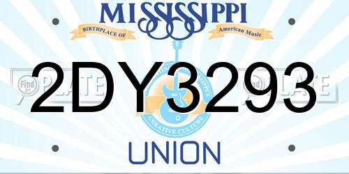 2DY3293 Mississippi License Plate