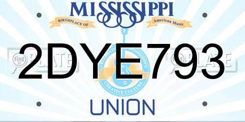 2DYE793 Mississippi License Plate