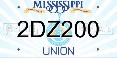 2DZ200 Mississippi License Plate