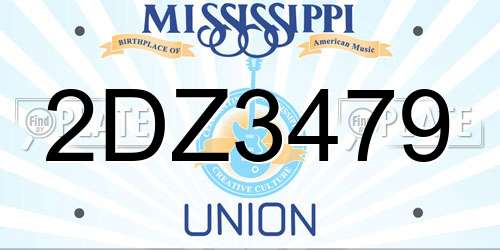 2DZ3479 Mississippi License Plate