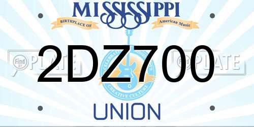 2DZ700 Mississippi License Plate