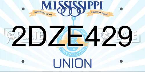 2DZE429 Mississippi License Plate