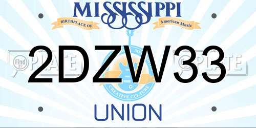 2DZW33 Mississippi License Plate
