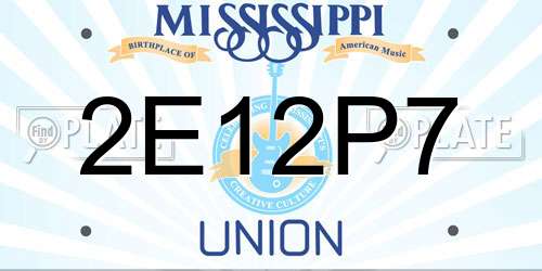 2E12P7 Mississippi License Plate