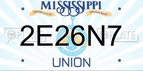 2E26N7 Mississippi License Plate