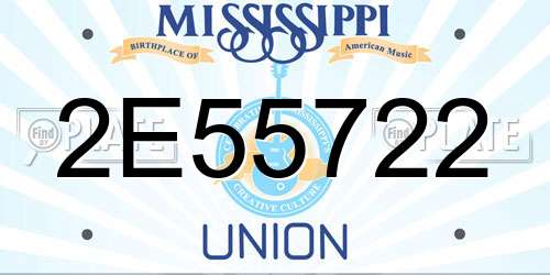 2E55722 Mississippi License Plate