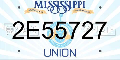 2E55727 Mississippi License Plate