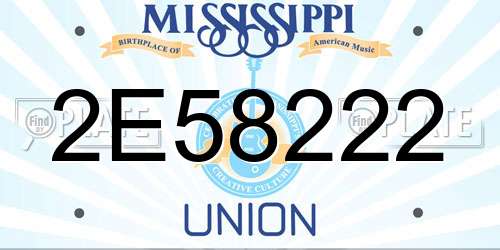2E58222 Mississippi License Plate