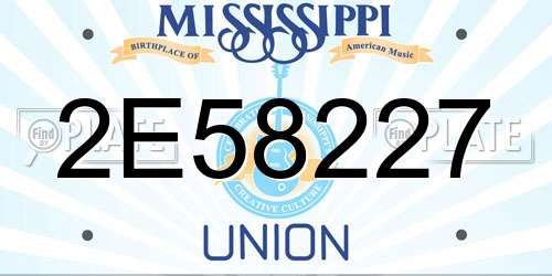 2E58227 Mississippi License Plate