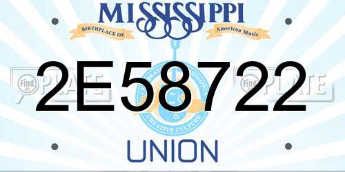 2E58722 Mississippi License Plate