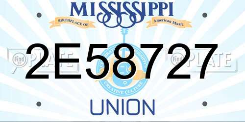 2E58727 Mississippi License Plate
