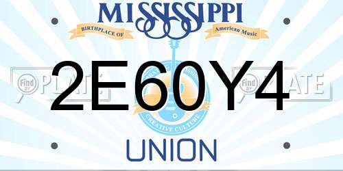 2E60Y4 Mississippi License Plate