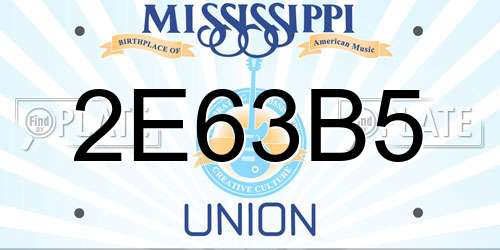 2E63B5 Mississippi License Plate